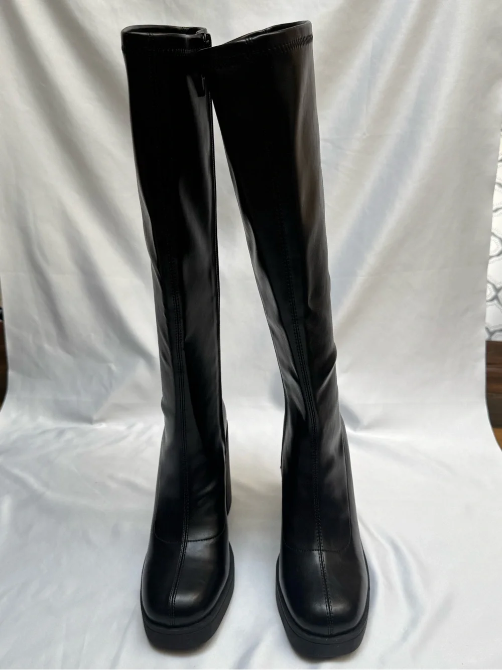 NEW Madden Girl Dreamerr Black Knee High Boots Block Heel Platform Size 7